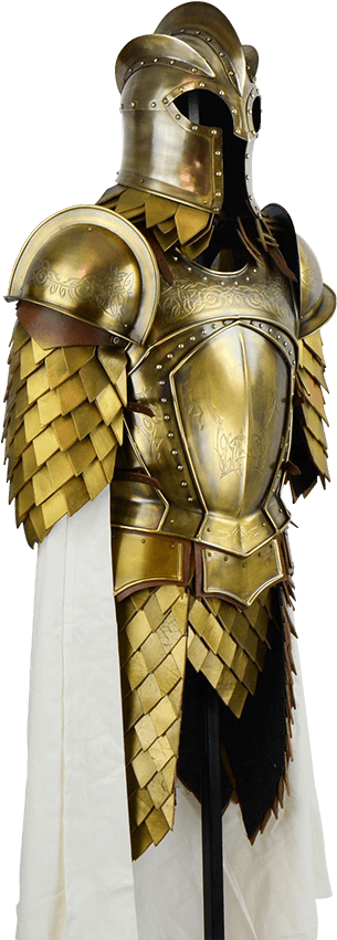 Golden Knight Armor Display PNG