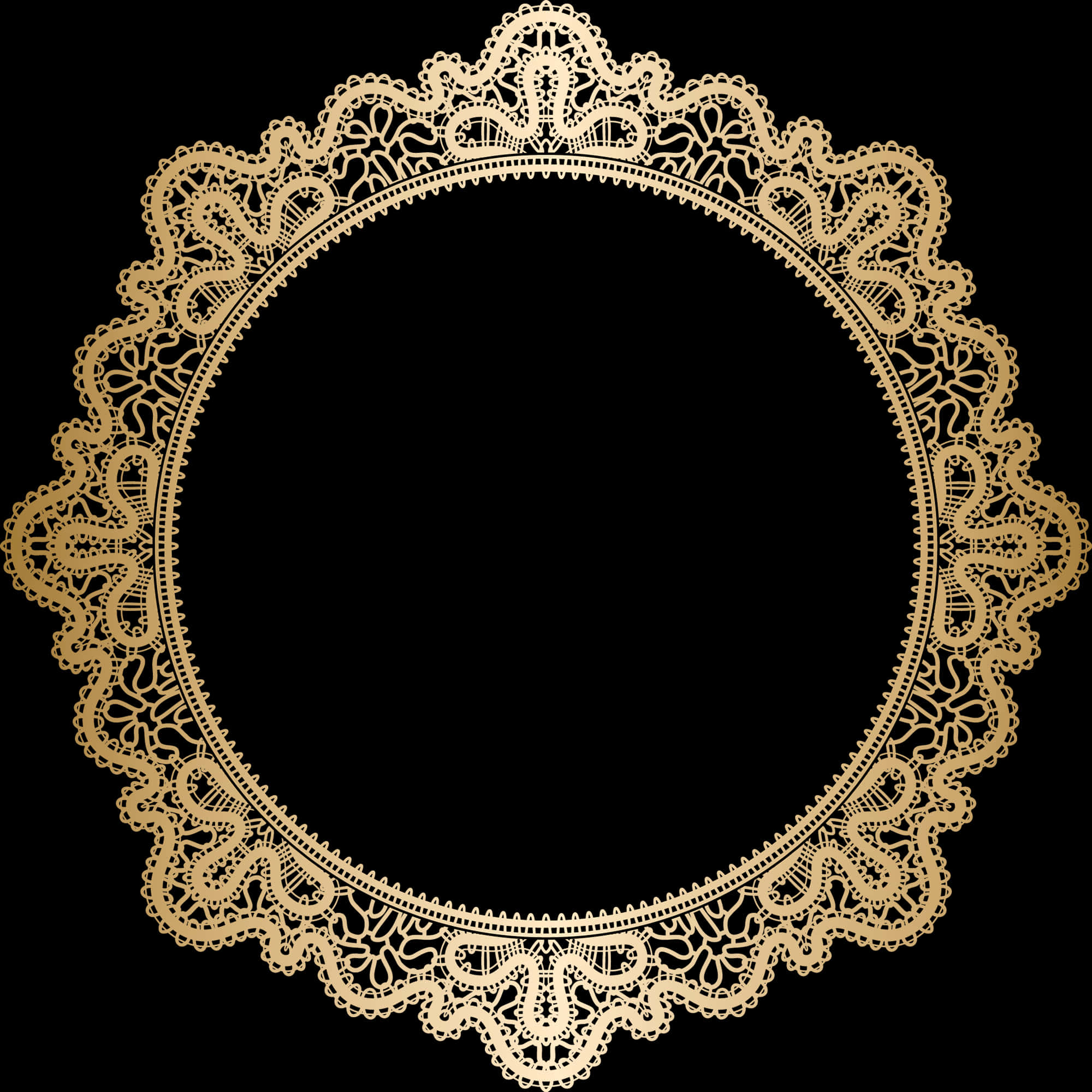 Golden Lace Frame Design PNG