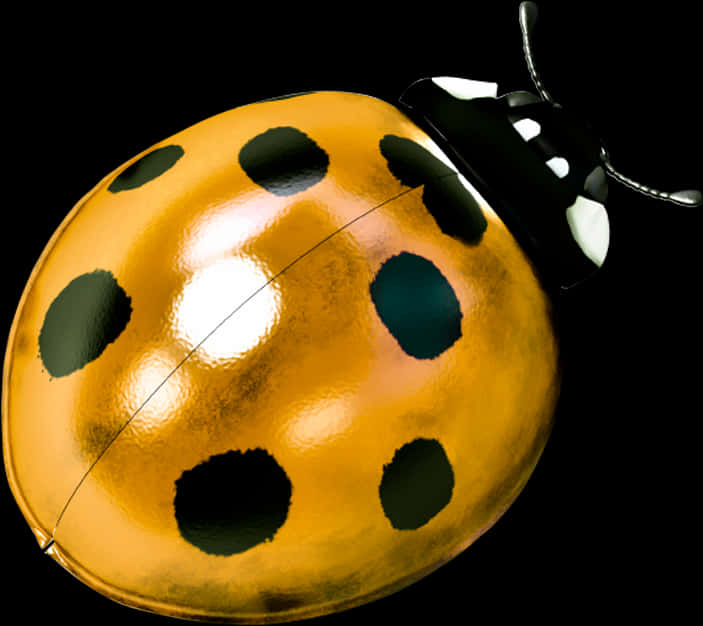 Golden Ladybug Illustration PNG