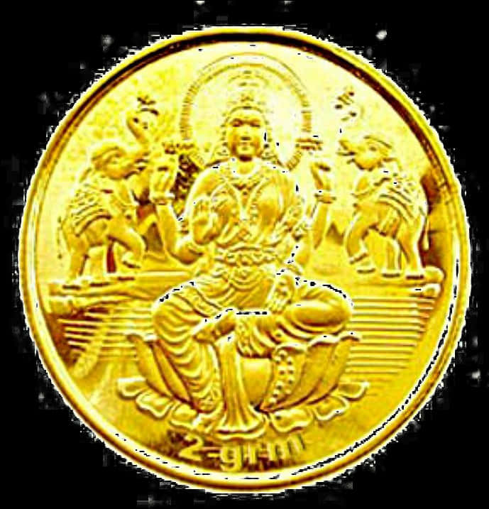 Golden Lakshmi Coin Embossed Design PNG