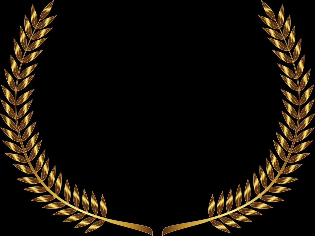 Golden Laurel Wreath Design PNG