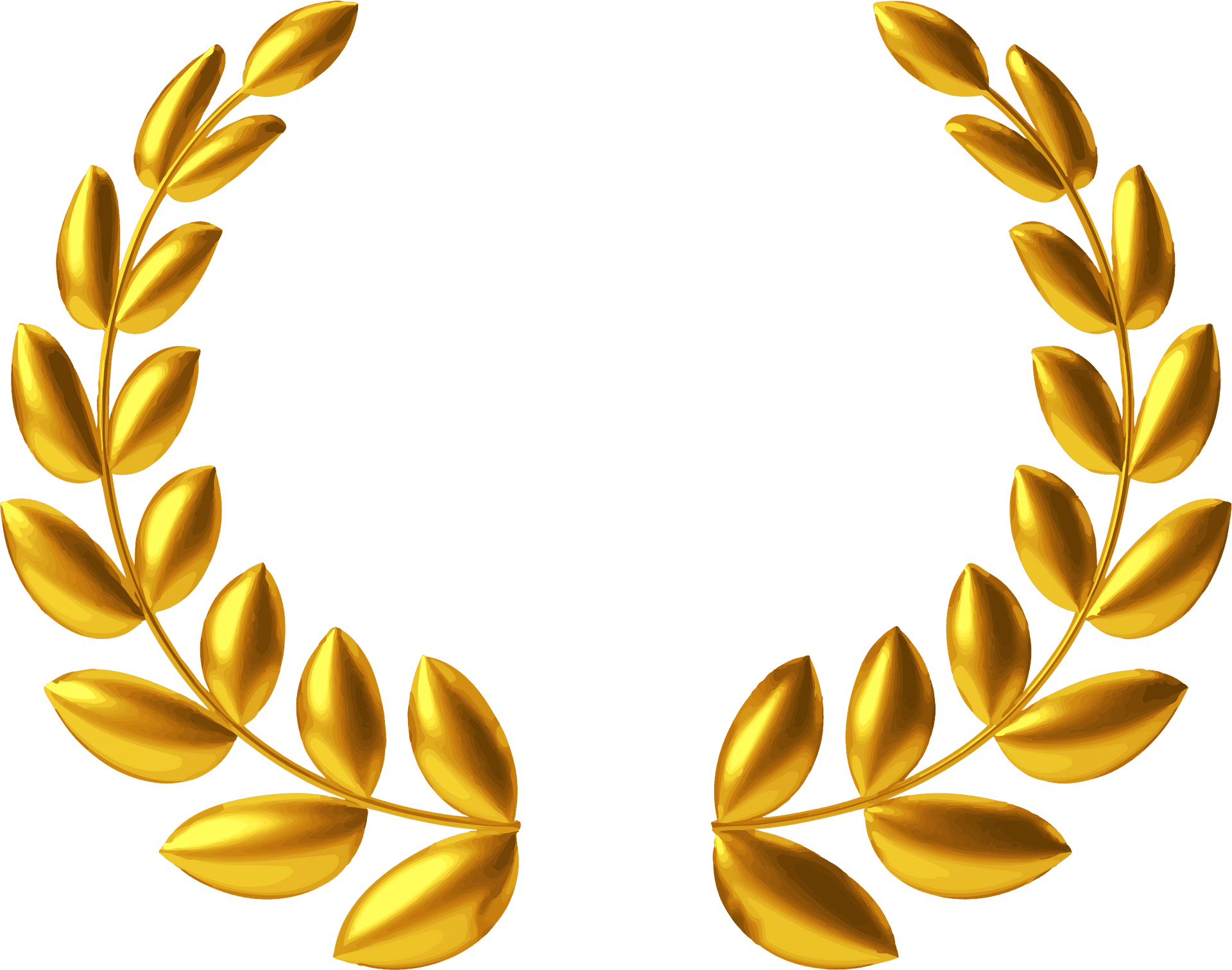 Golden Laurel Wreath Design PNG