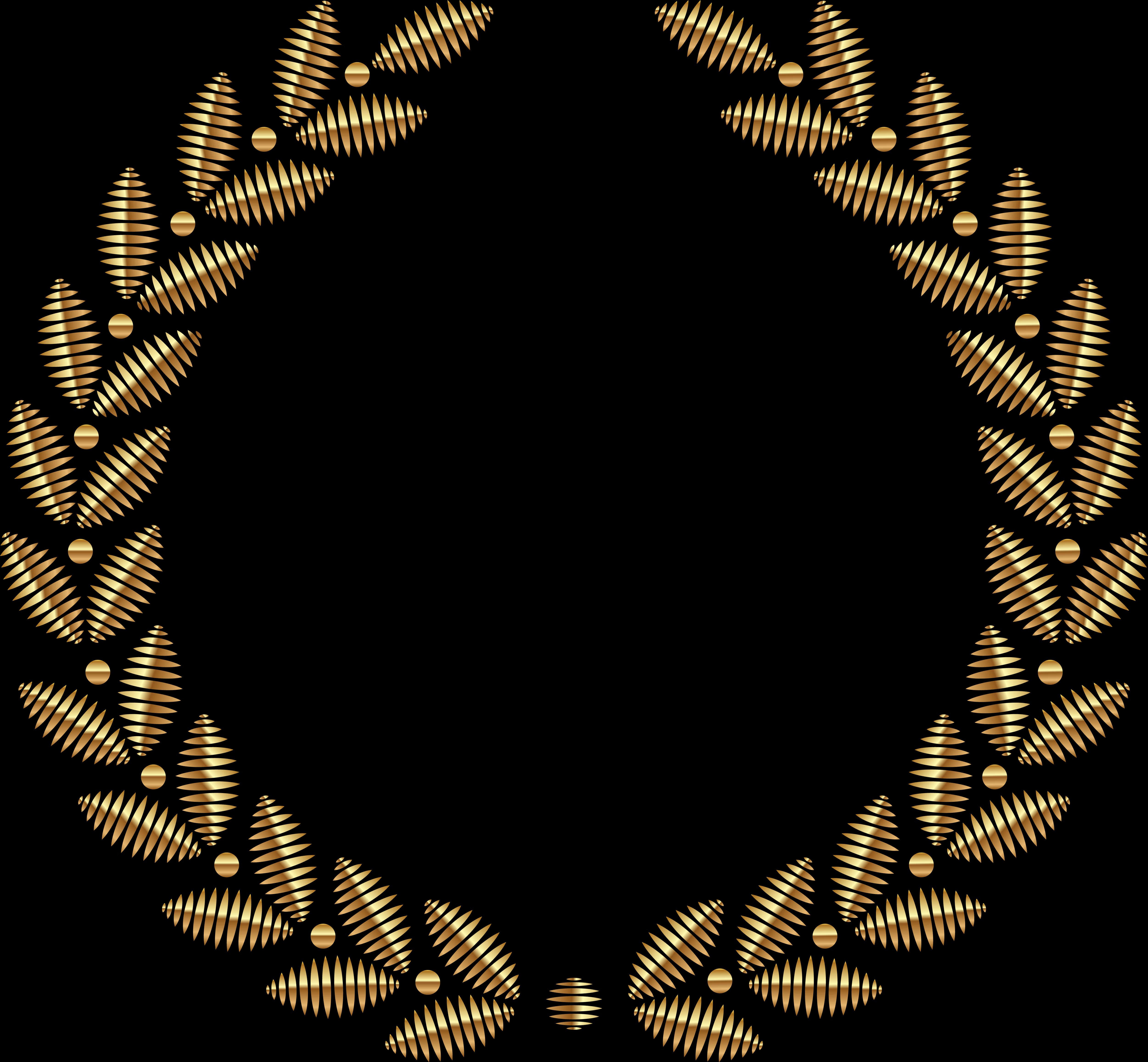 Golden Laurel Wreath Frame PNG