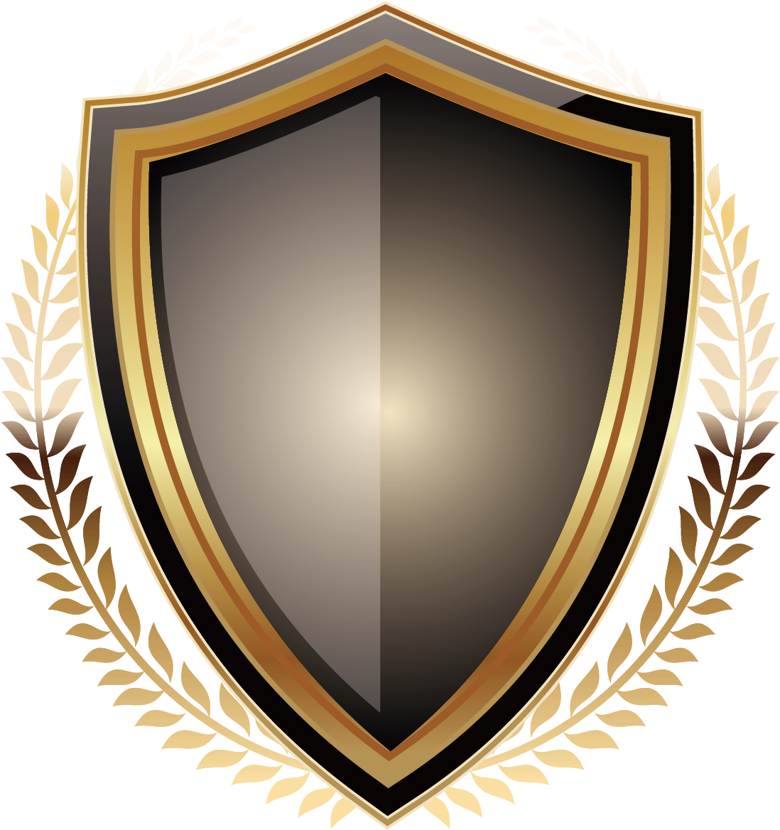 Golden Laurel Wreath Shield PNG