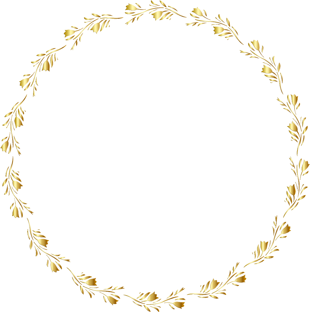 Golden Leaf Circle Frame PNG