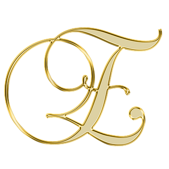 Golden Letter C Calligraphy PNG