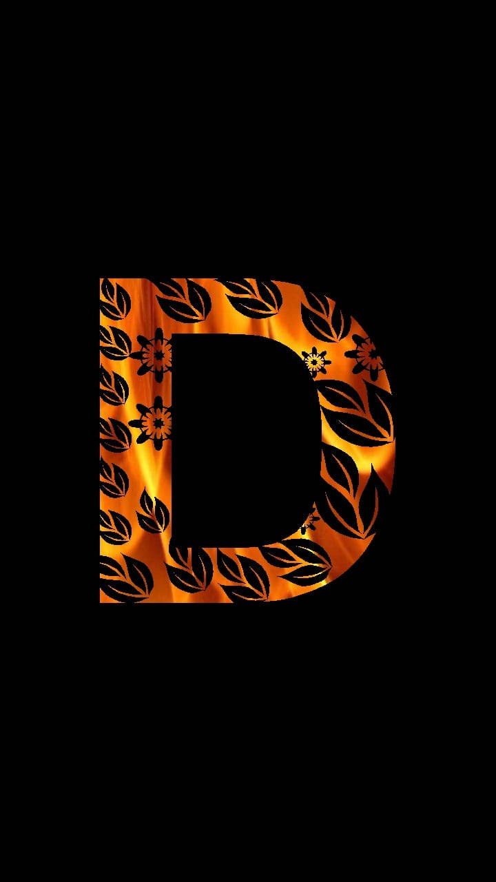 Golden Letter D With Pattern Background