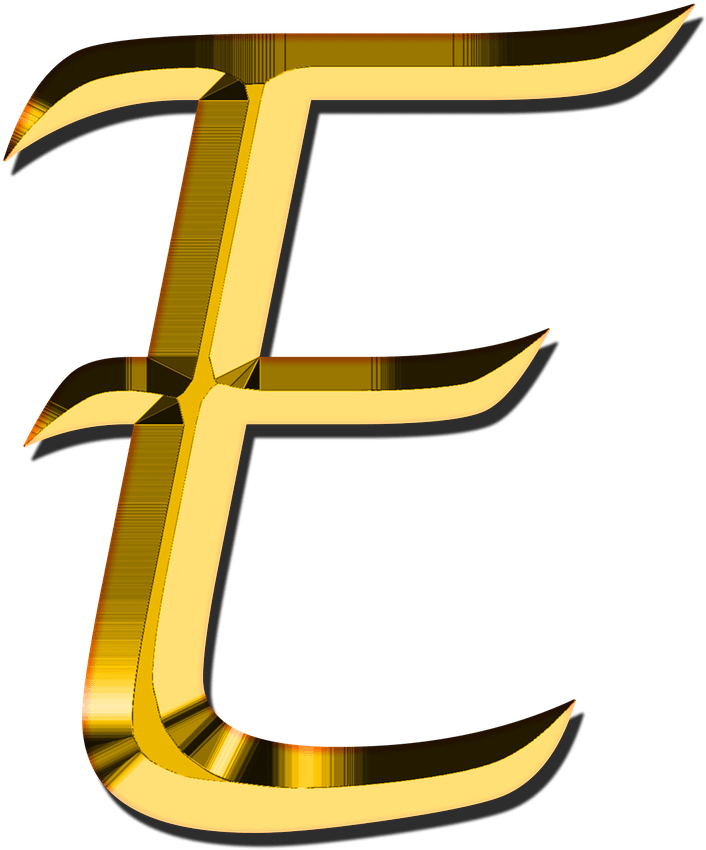 Golden Letter E Design PNG