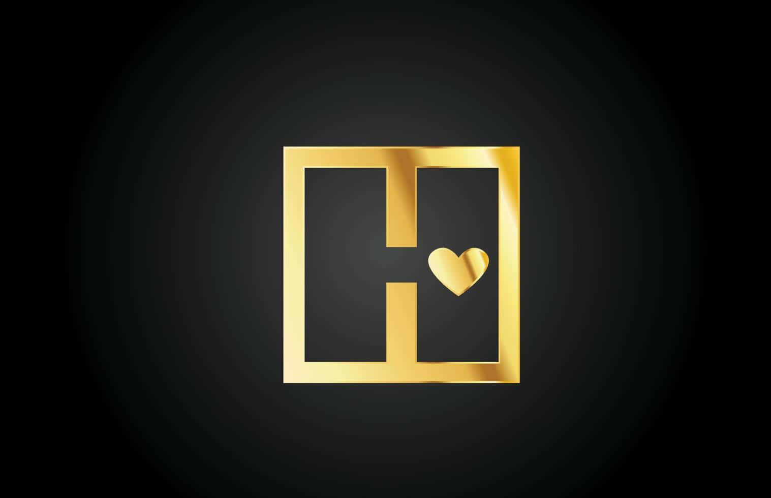 Golden Letter H With Heart Icon Wallpaper