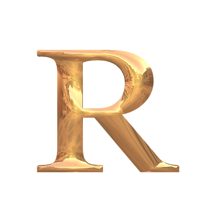 Golden Letter R3 D Rendering PNG