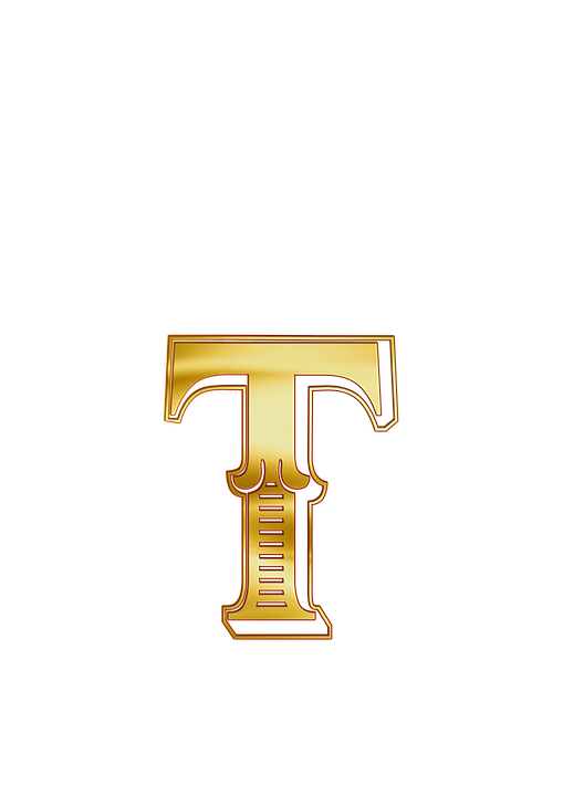 Golden Letter T Design PNG