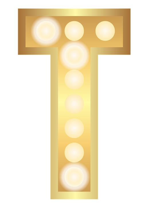 Golden Letter T Illuminated PNG