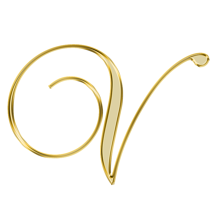 Golden Letter V Design PNG