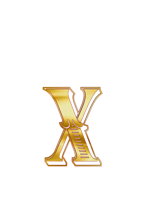 Golden Letter X Design PNG