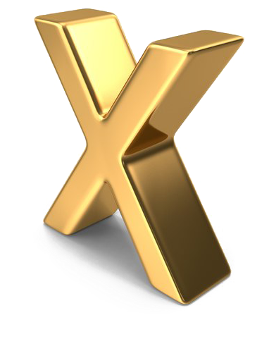 Golden Letter X3 D Rendering PNG