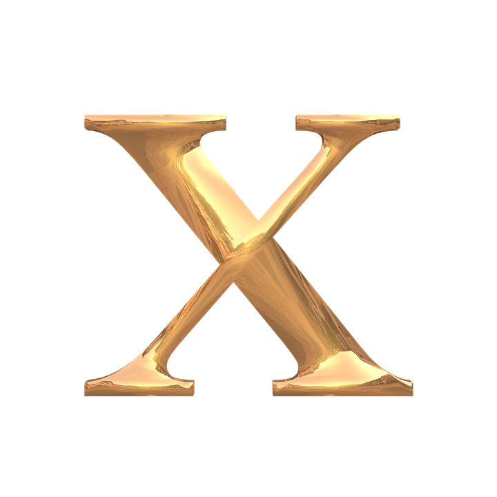 Golden Letter Xon Teal Background PNG