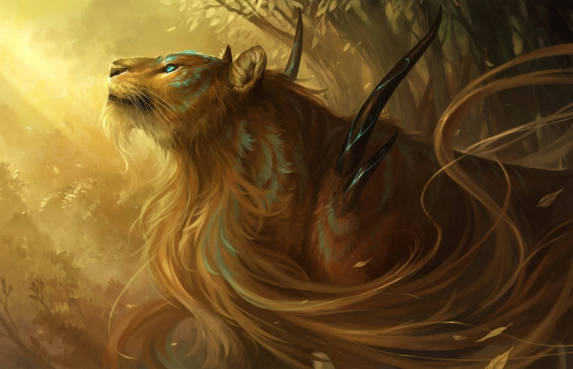 Golden Lion Galaxy Cool Art Background