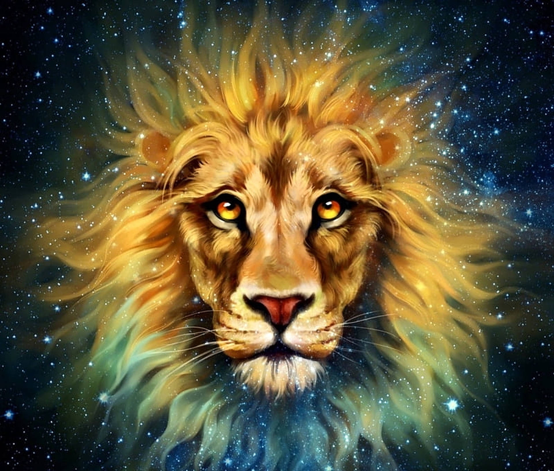 Golden Lion Galaxy Background