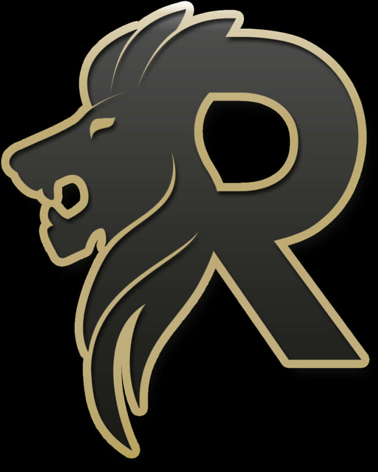 Golden Lion Letter R Logo PNG