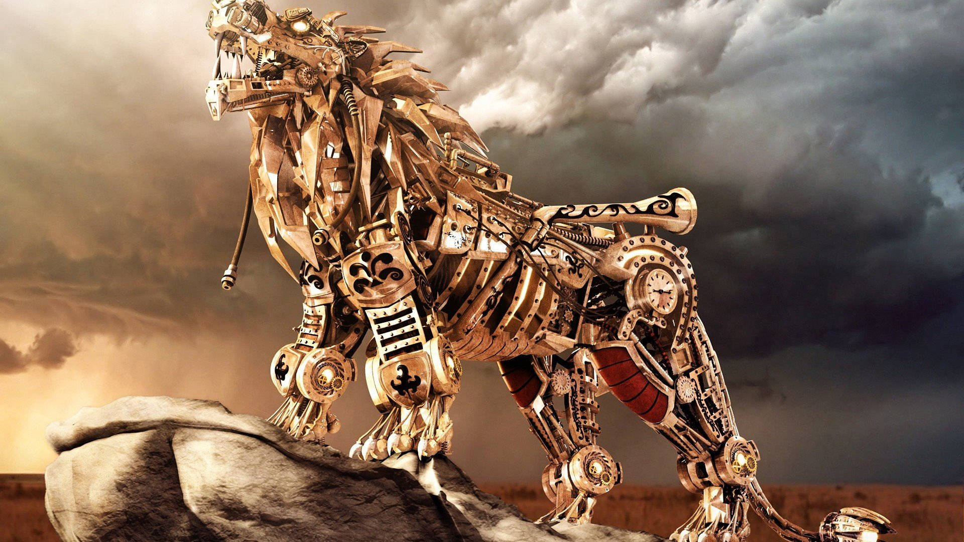 Golden Lion Robot Wallpaper