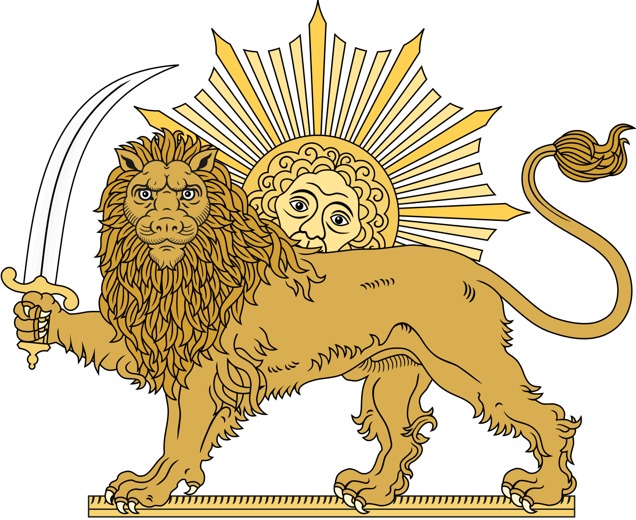 Golden Lion Sun Symbol Illustration PNG