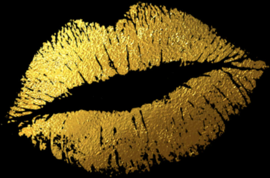 Golden Lipstick Kiss Print PNG