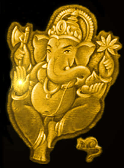 Golden Lord Ganesh Artwork PNG