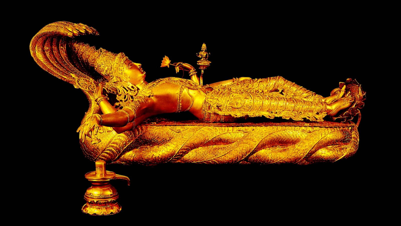 Statuetta D'oro Del Signore Vishnu Sfondo