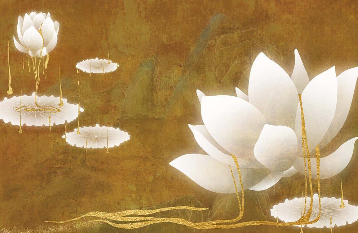 Golden Lotus Artwork Wallpaper
