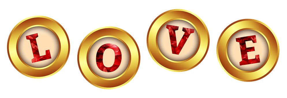 Golden Love Letters Design PNG