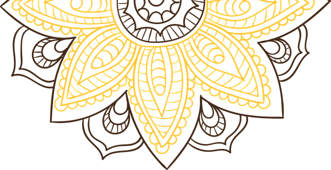 Golden Mandala Arton Black Background PNG