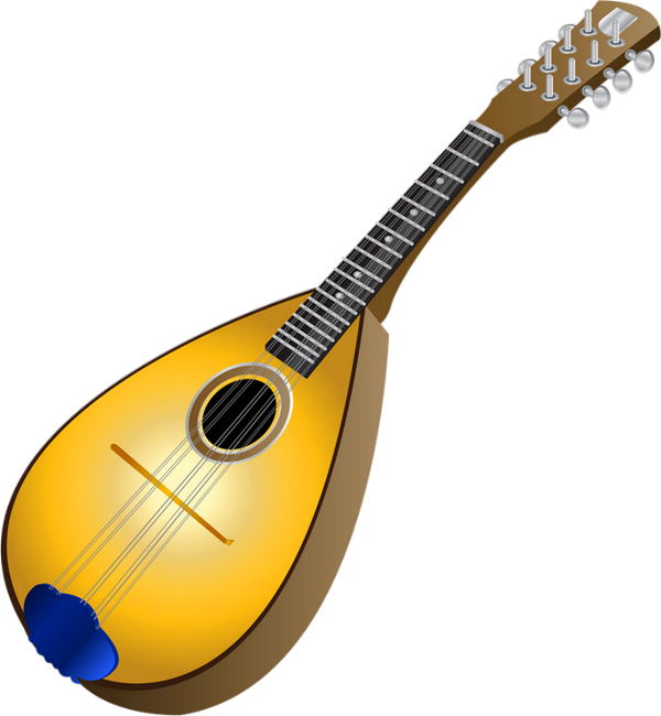 Golden Mandolin Illustration PNG