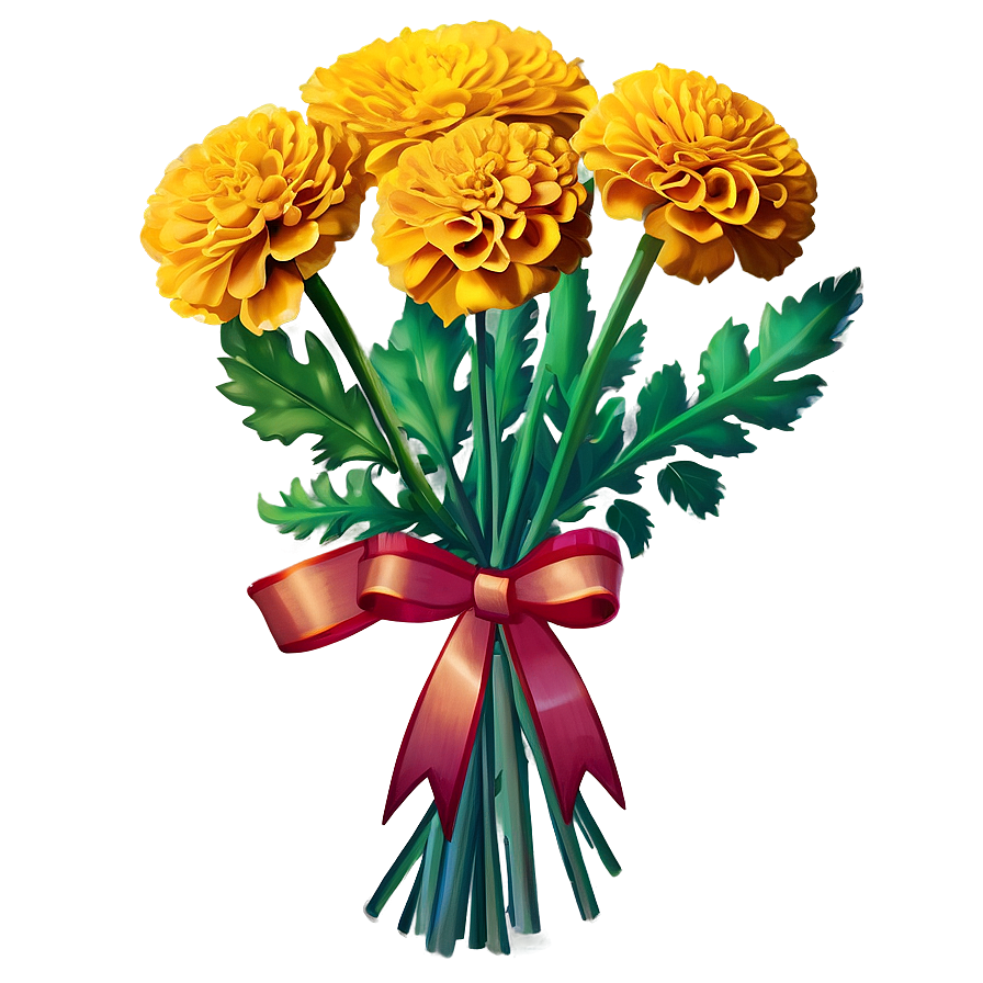 Golden Marigolds Bouquet Png 73 PNG