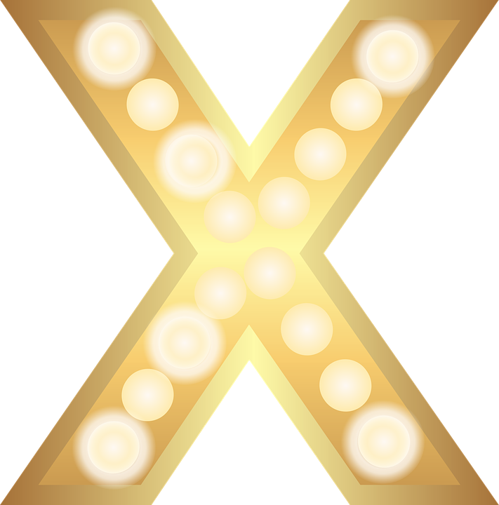 Golden Marquee Letter X PNG