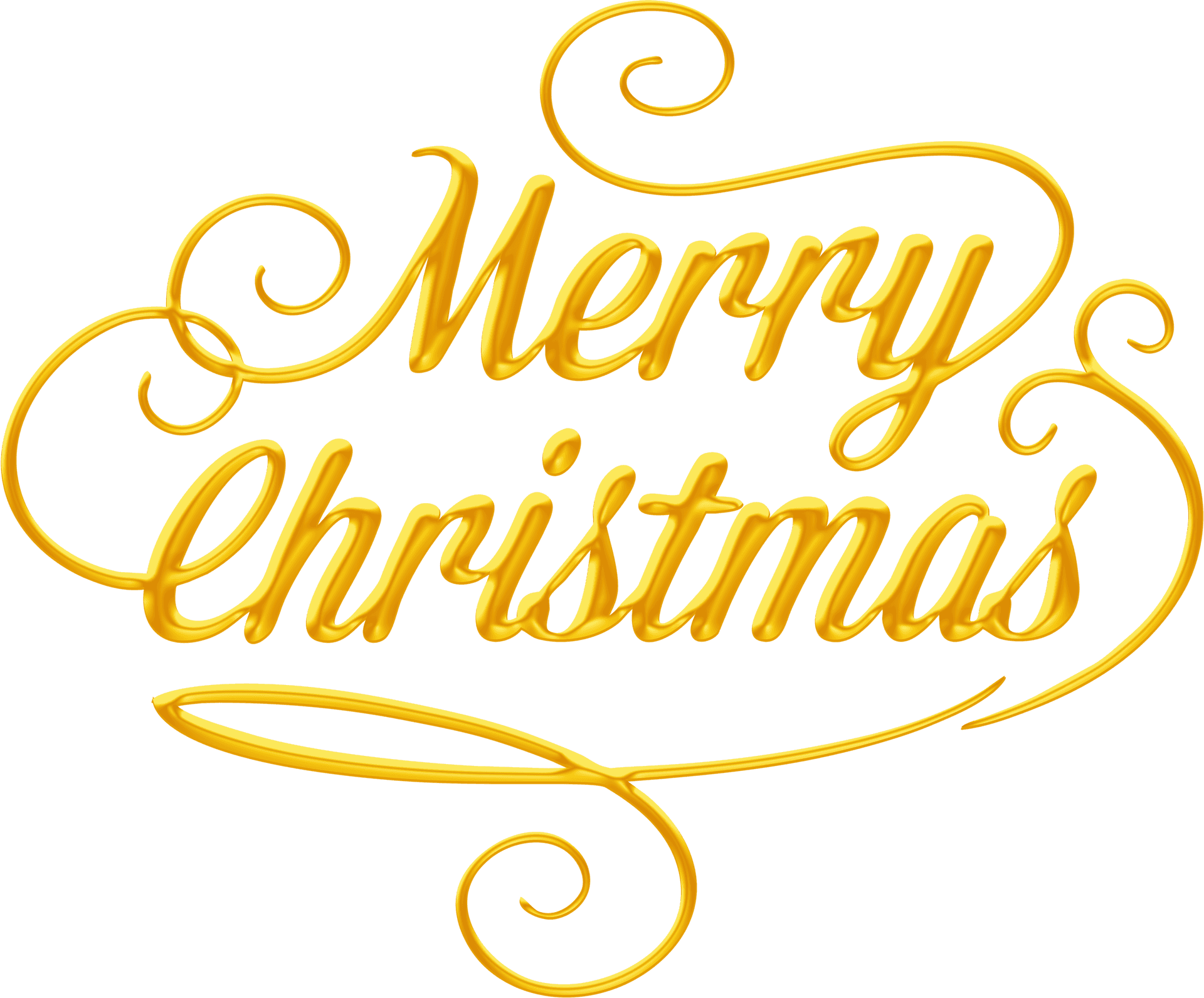 Golden Merry Christmas Text PNG