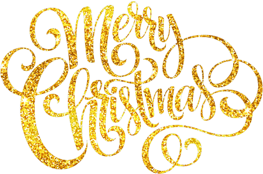 Golden Merry Christmas Text PNG