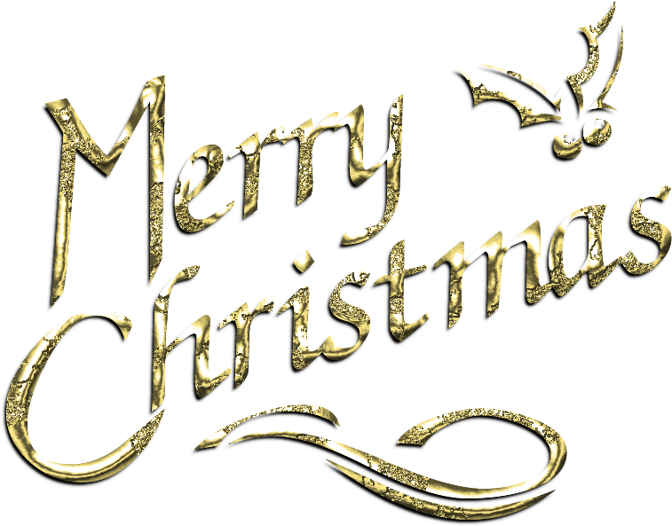 Golden Merry Christmas Text PNG