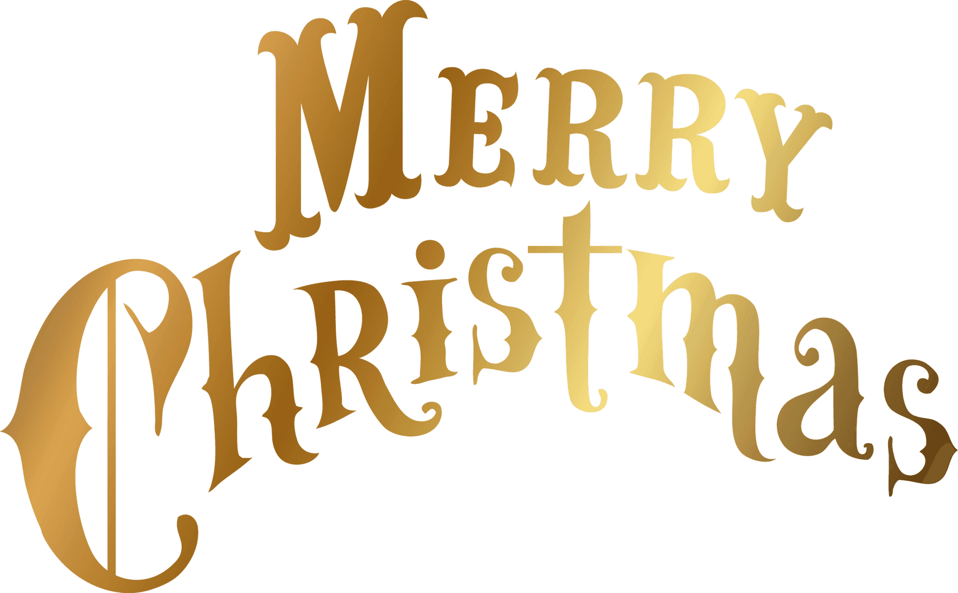 Golden Merry Christmas Text PNG