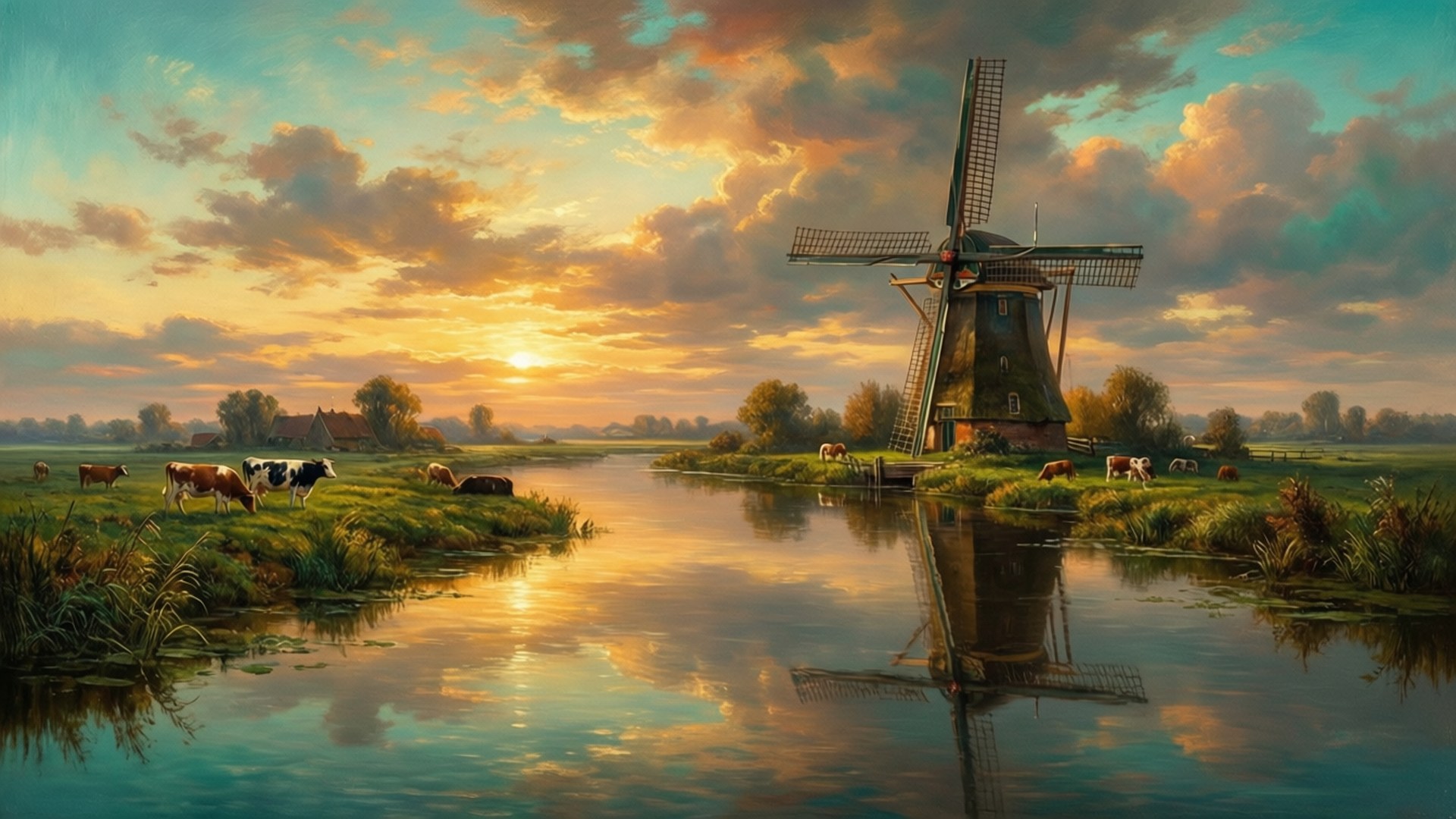 Golden Mill Reflection Bakgrunner