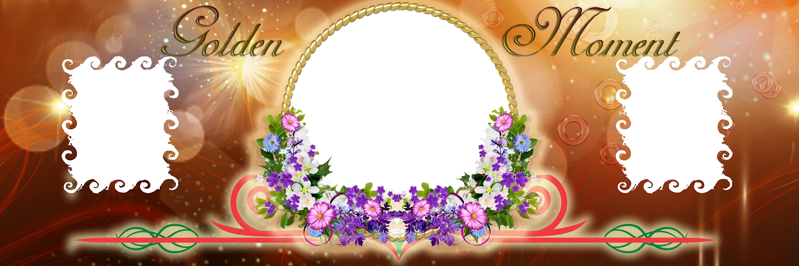 Golden Moment Floral Frame PNG