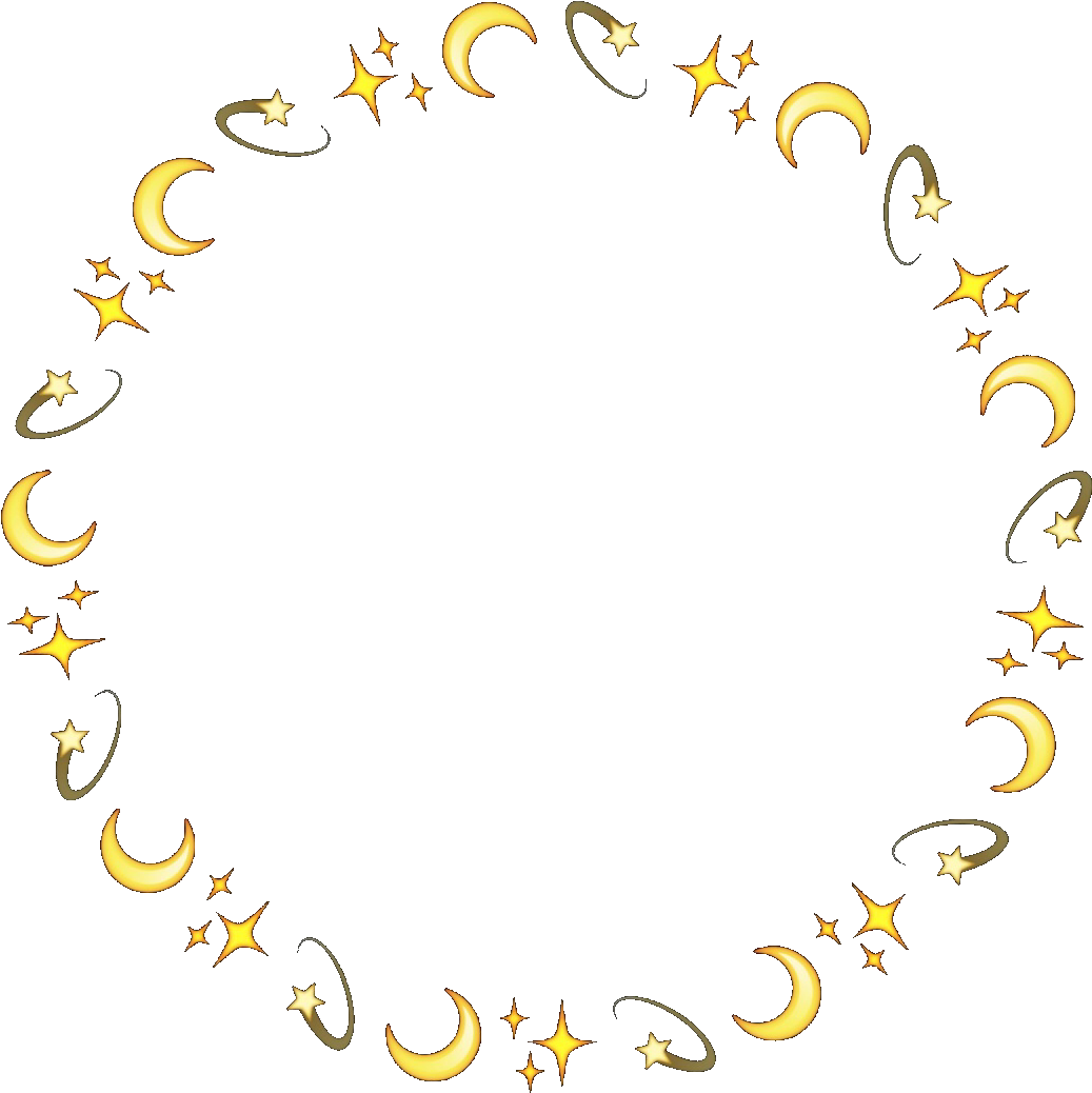 Golden Moonand Stars Frame PNG