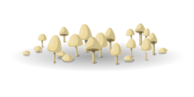 Golden Mushroom Cluster Illustration PNG