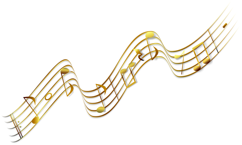 Golden Music Noteson Black PNG