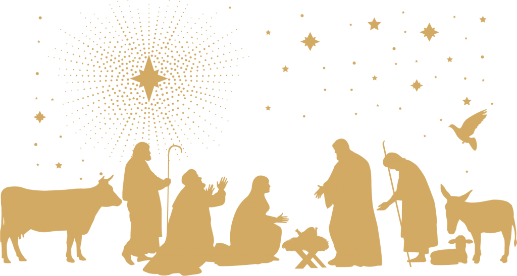 Golden Nativity Scene Silhouette PNG