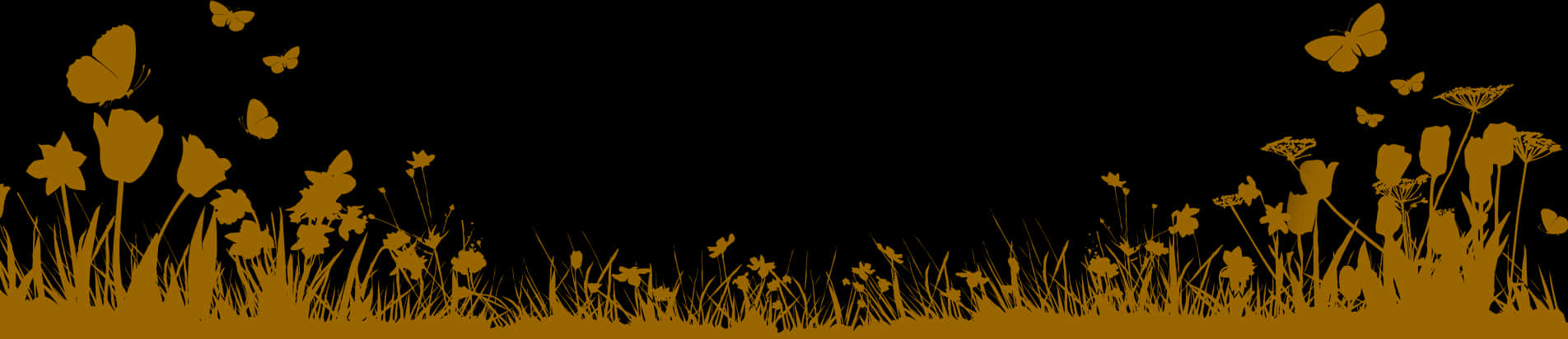 Golden Nature Silhouette Border PNG