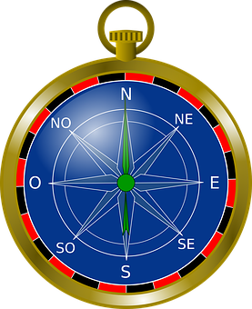 Golden Nautical Compass PNG