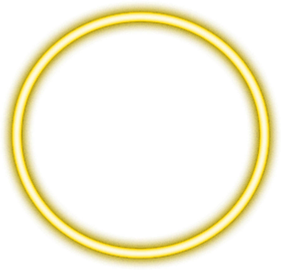 Golden Neon Circle Frame PNG