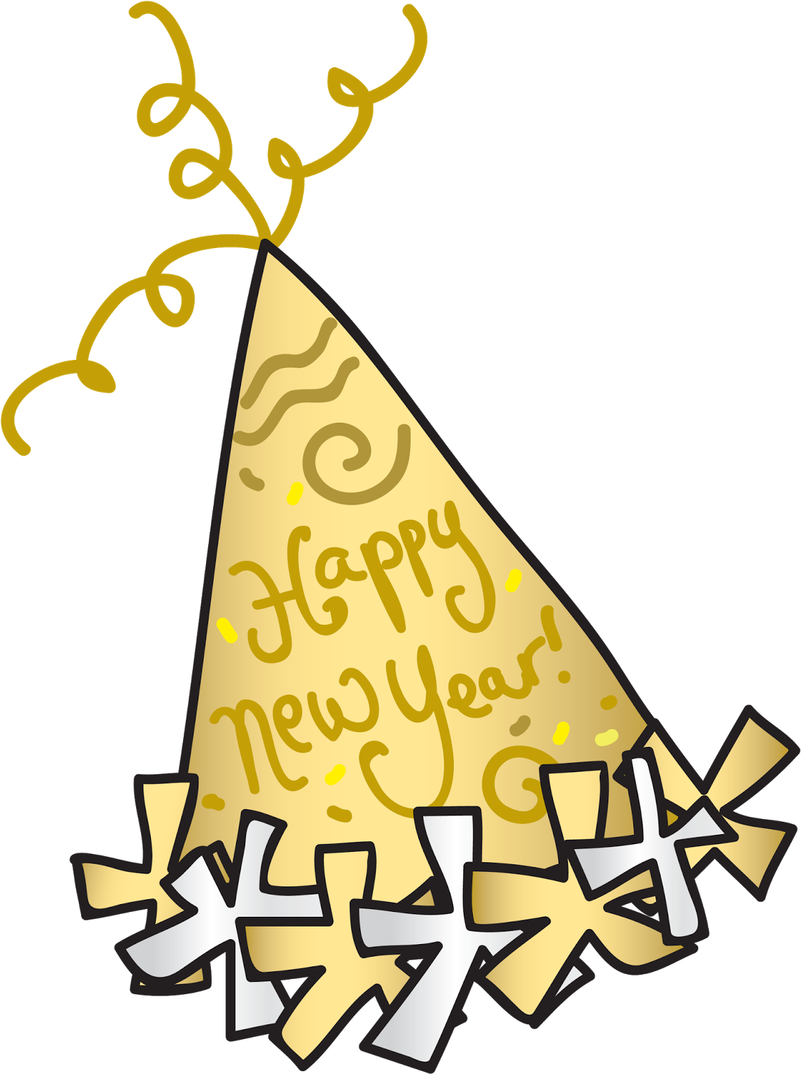 Golden New Year Party Hat PNG