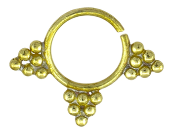 Golden Nose Ring With Beads Design PNG