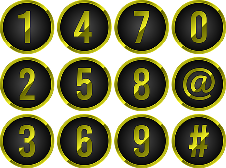 Golden Number Buttons Set PNG